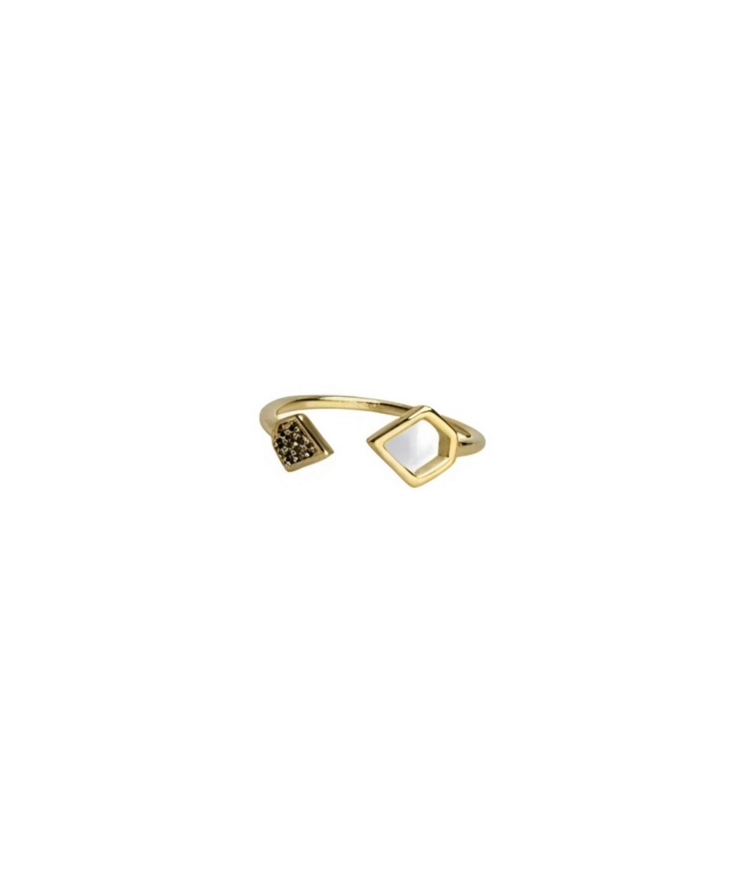 Crystal Wave Pearl Adjustable Ring